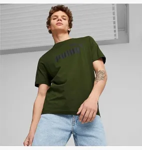 PUMA MEN'S ESSENTIALS LOGO GREEN TEE