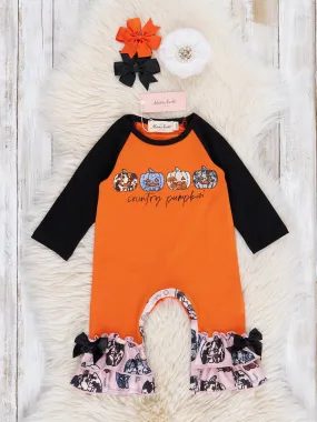 "Country Pumpkin" Ruffle Romper