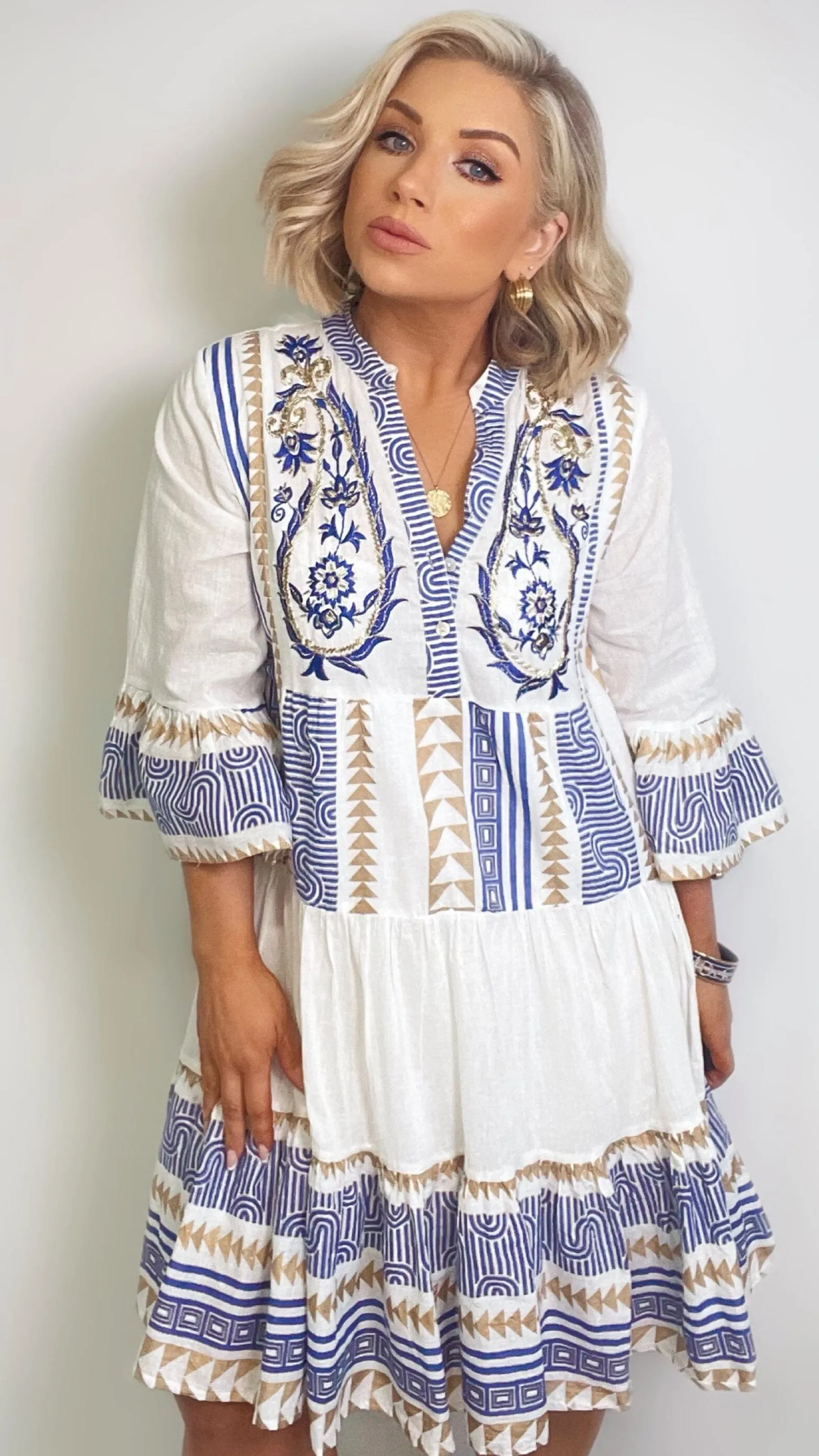 RAILAY COTTON DRESS - BLUE