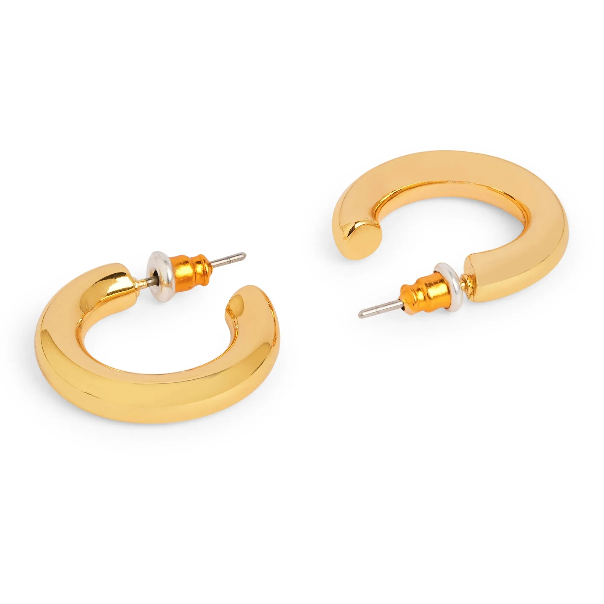 Real Gold Plated Gold Z Chunky Hoops Set Of 2