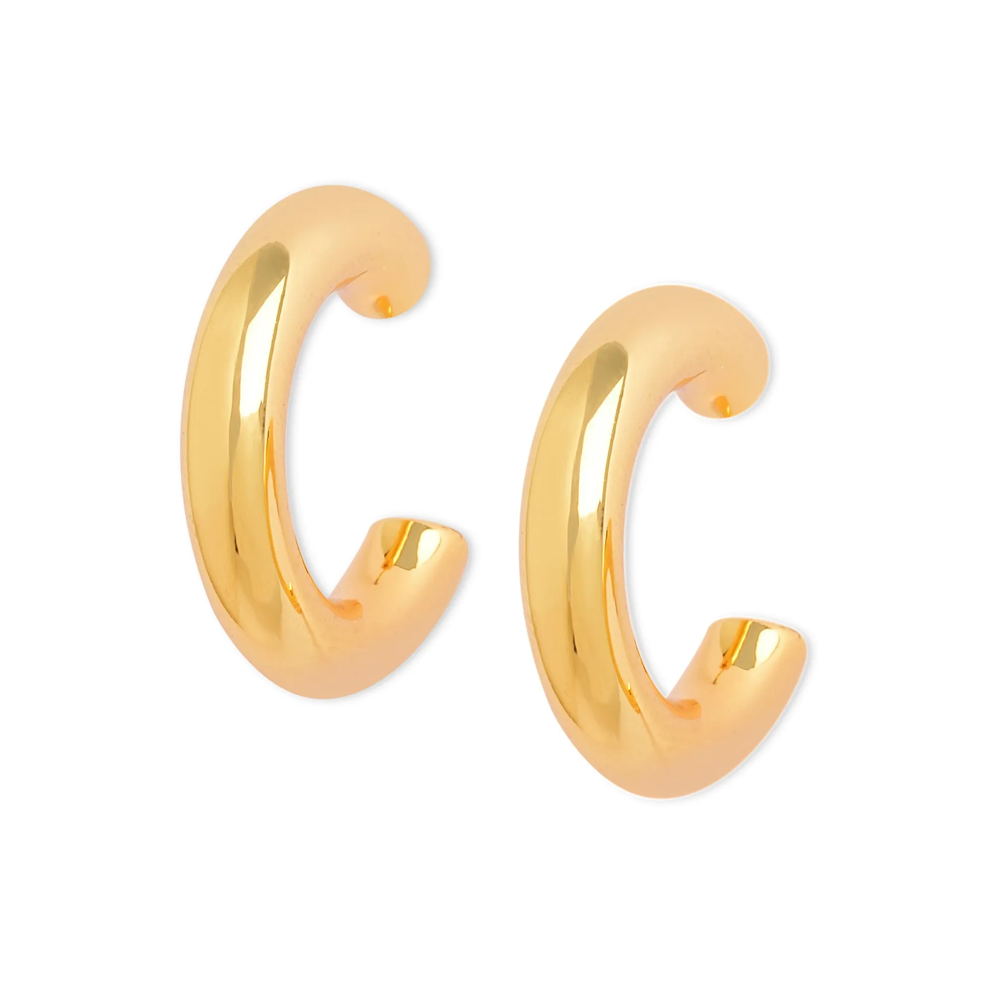 Real Gold Plated Gold Z Chunky Hoops Set Of 2