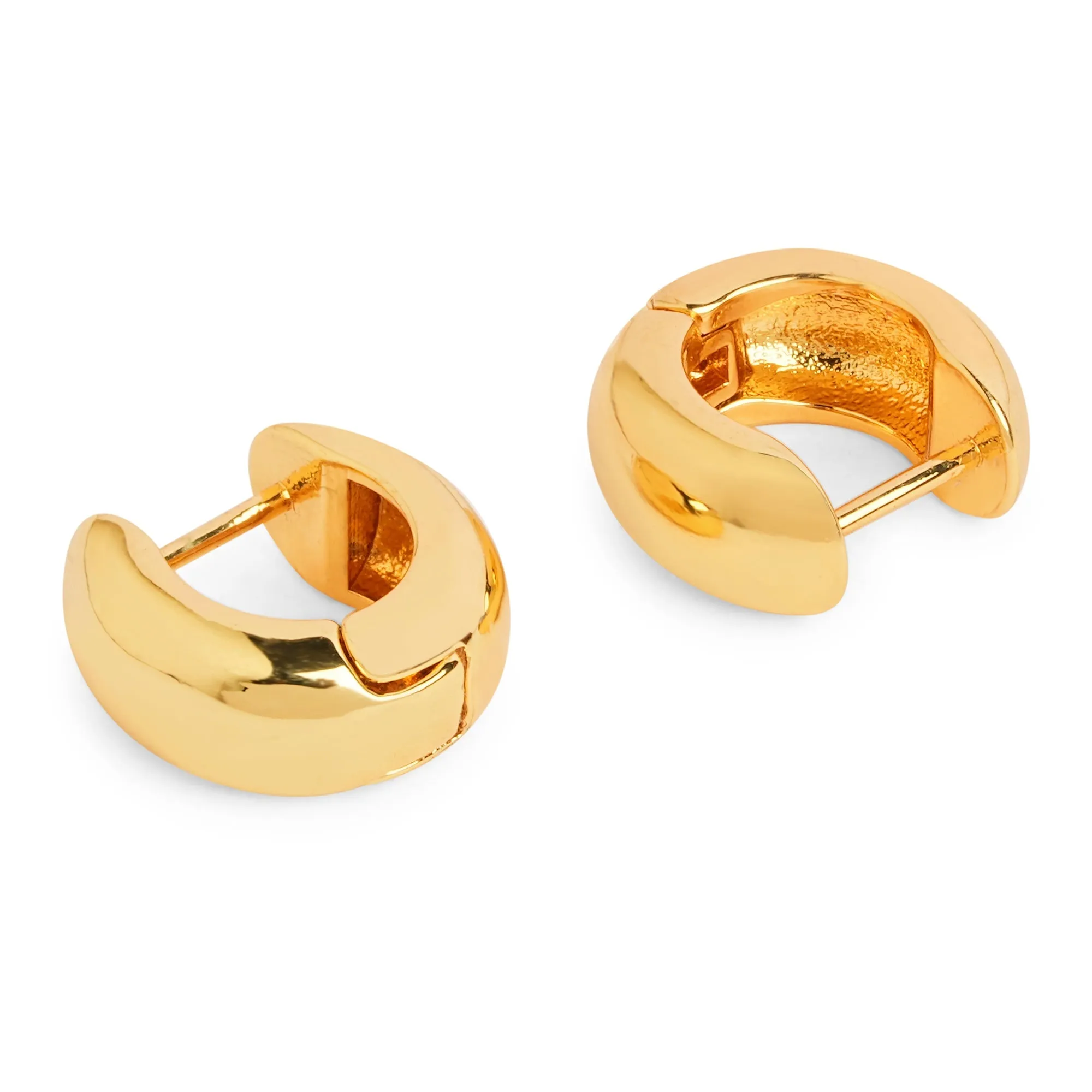 Real Gold Plated Gold Z Chunky Hoops Set Of 2