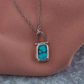 Rectangle Cloud Mountain Turquoise Hinge Necklace