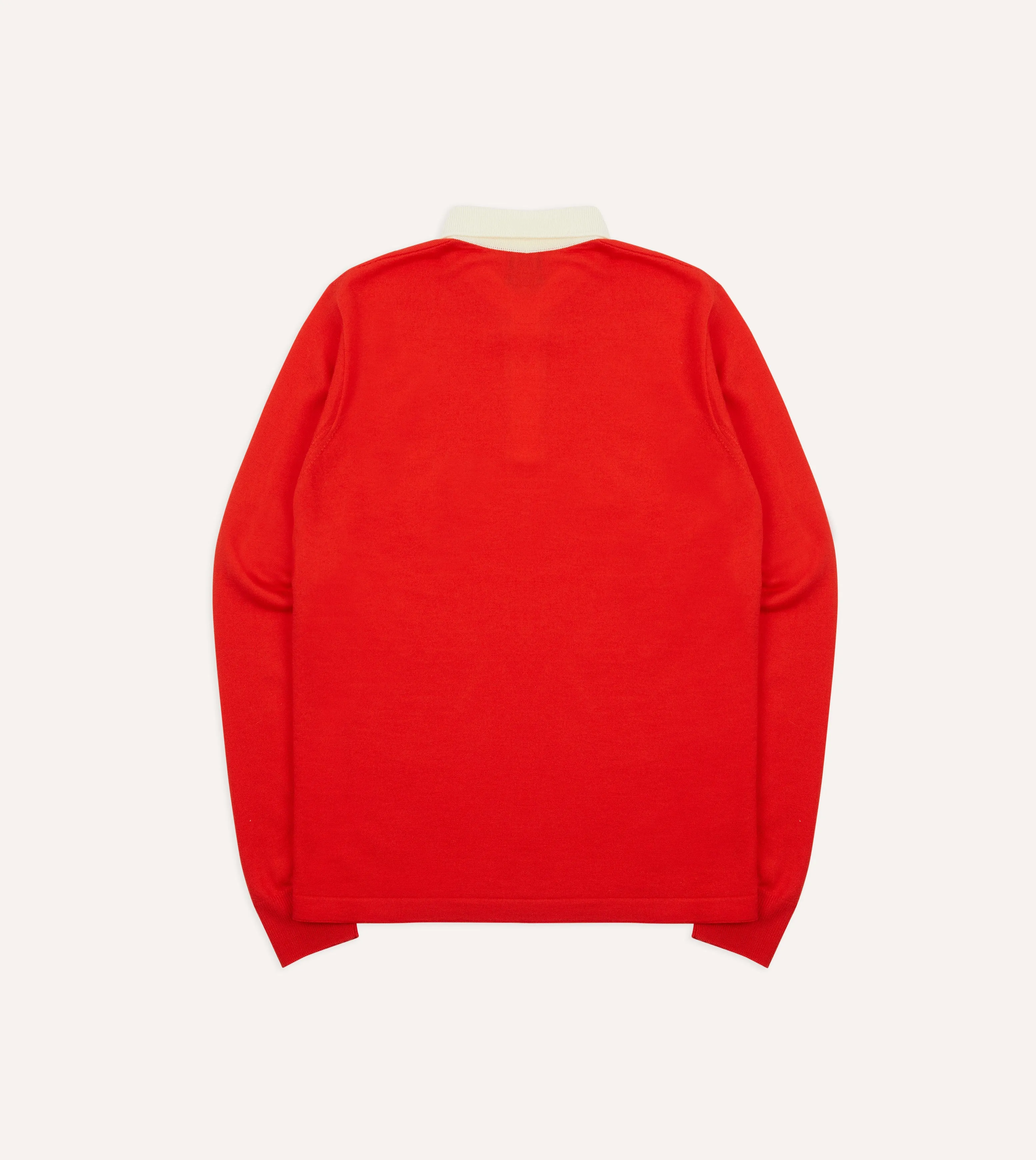 Red Merino Wool Knitted Rugby Shirt