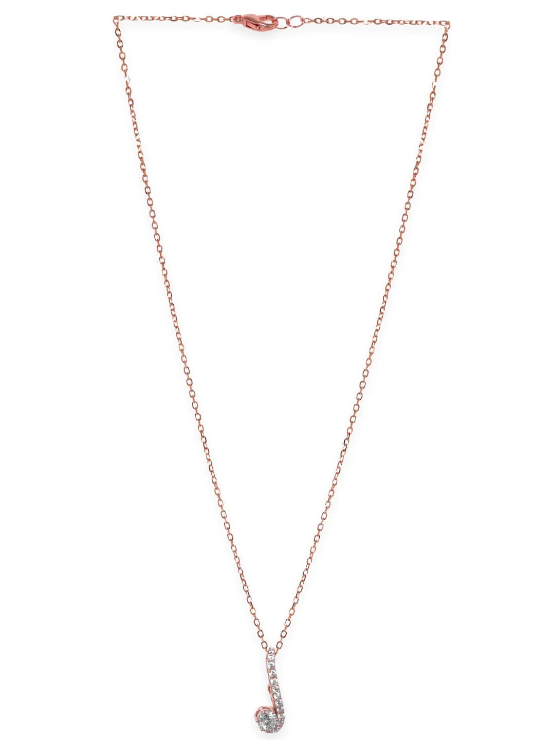 Rubans 925 Silver 18K Rose Gold Minimal Zirconia Pendant Necklace Set