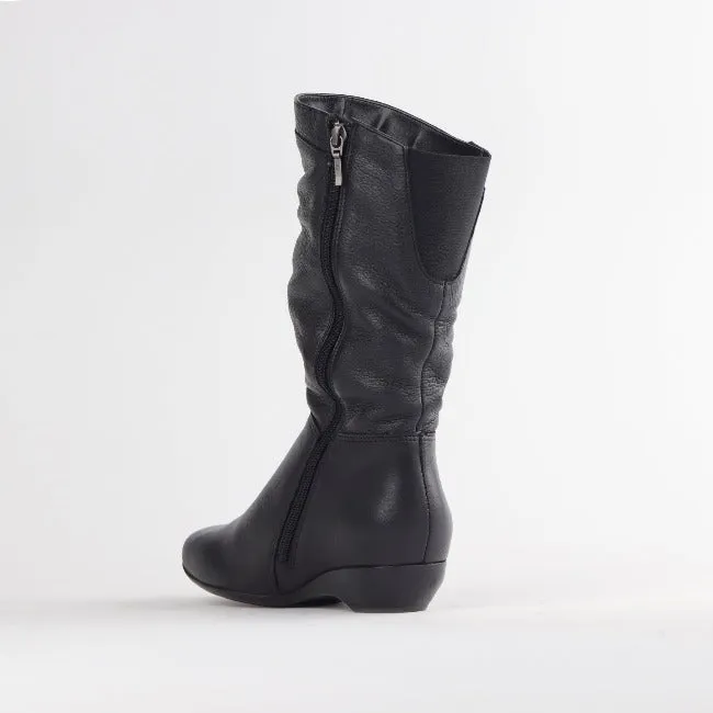 Ruched Mid-calf Boot in Black – 12527