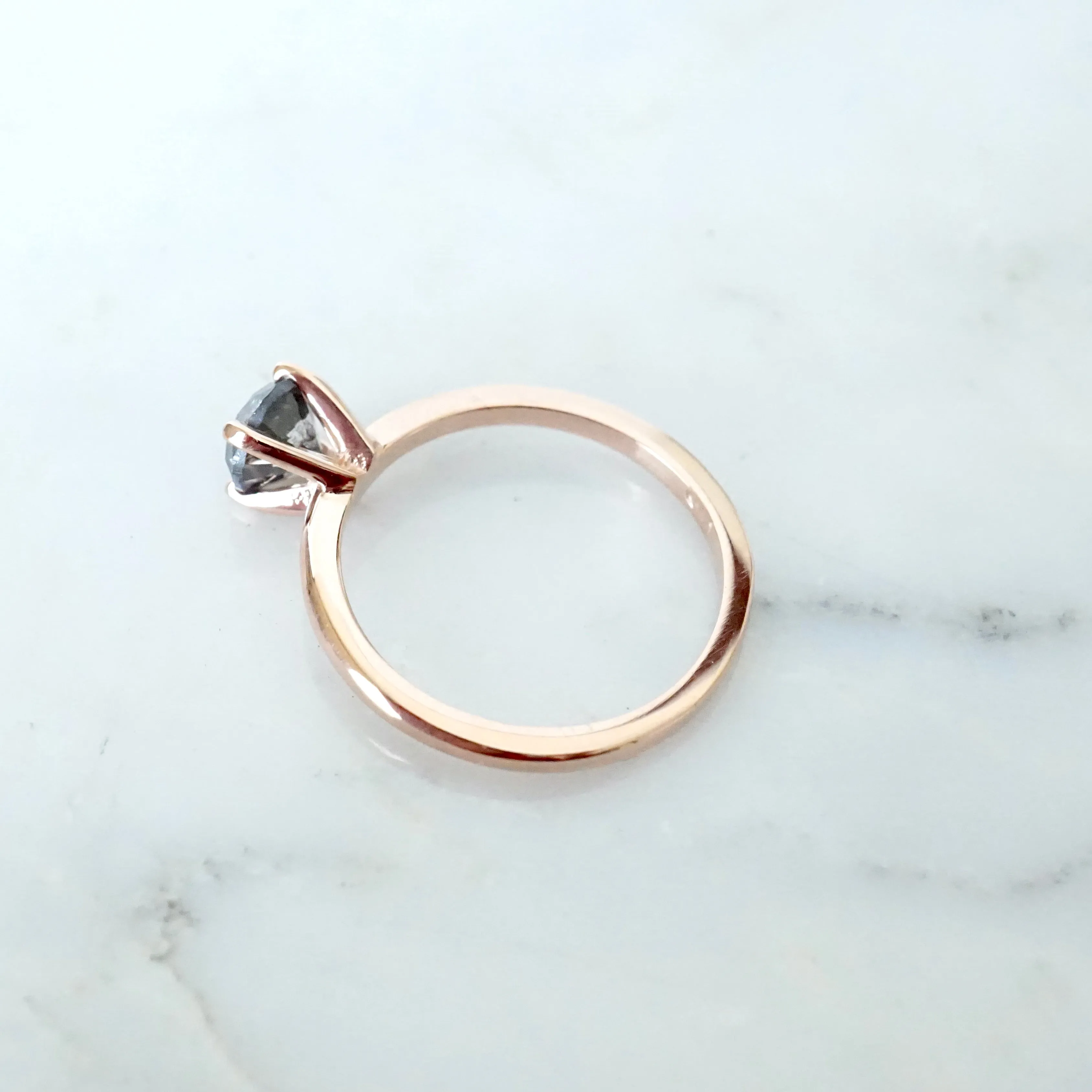 Salt and Pepper Diamond Ring - Rose Gold Diamond Engagement Ring - Grey Diamond Ring