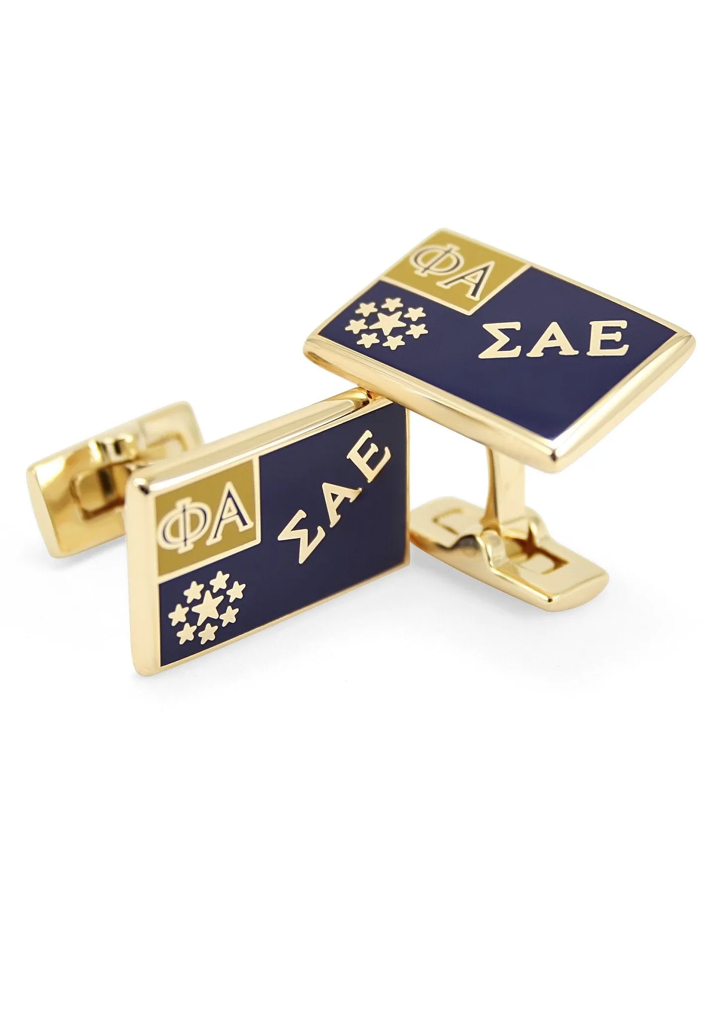 Sigma Alpha Epsilon Gold Plated Flag Cufflinks