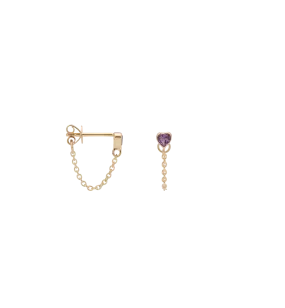 Single Love Chain Stud Earring 14K