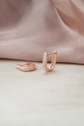 Sparkling Front And Back Rose Gold Plated Sterling Silver Hoop Earrings