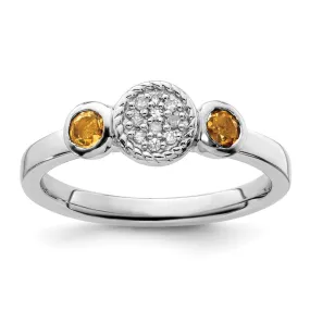 Stackable Expressions Double Round Citrine & Diamond Ring in Sterling Silver