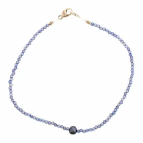 Sterling Silver Iolite and Pearl Beaded Bracelet