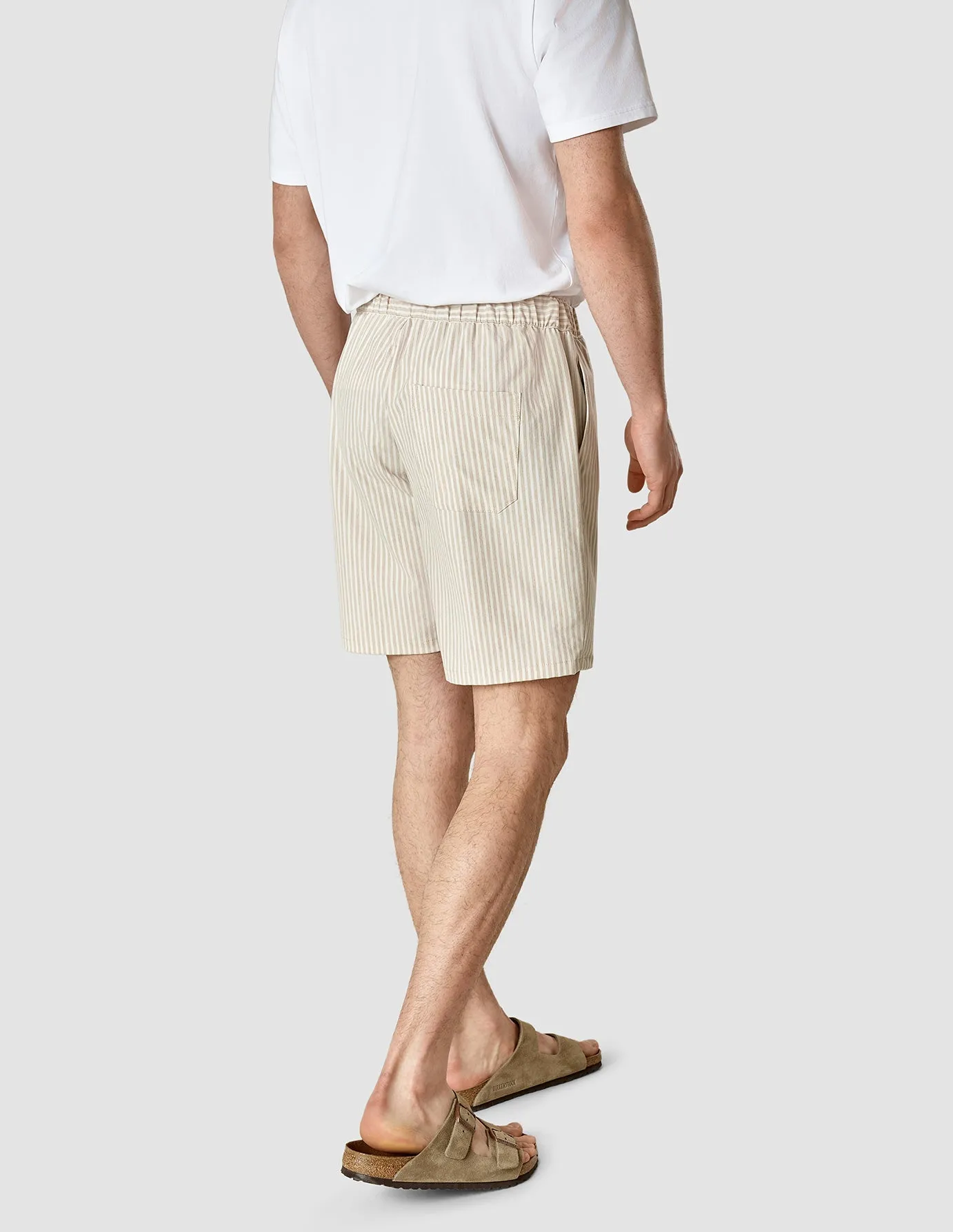 Tech Linen Elastic Shorts Sandshell Stripe