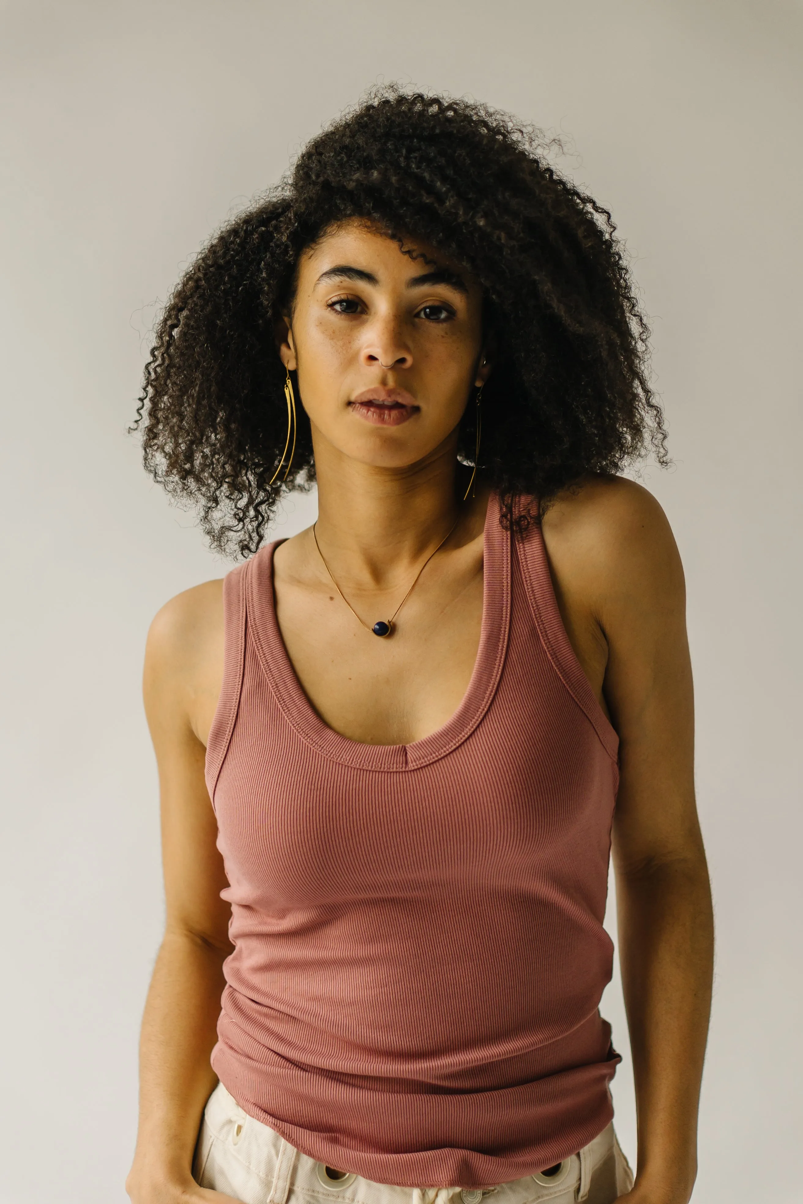 The Kelm Ribbed Knit Tank in Mauve