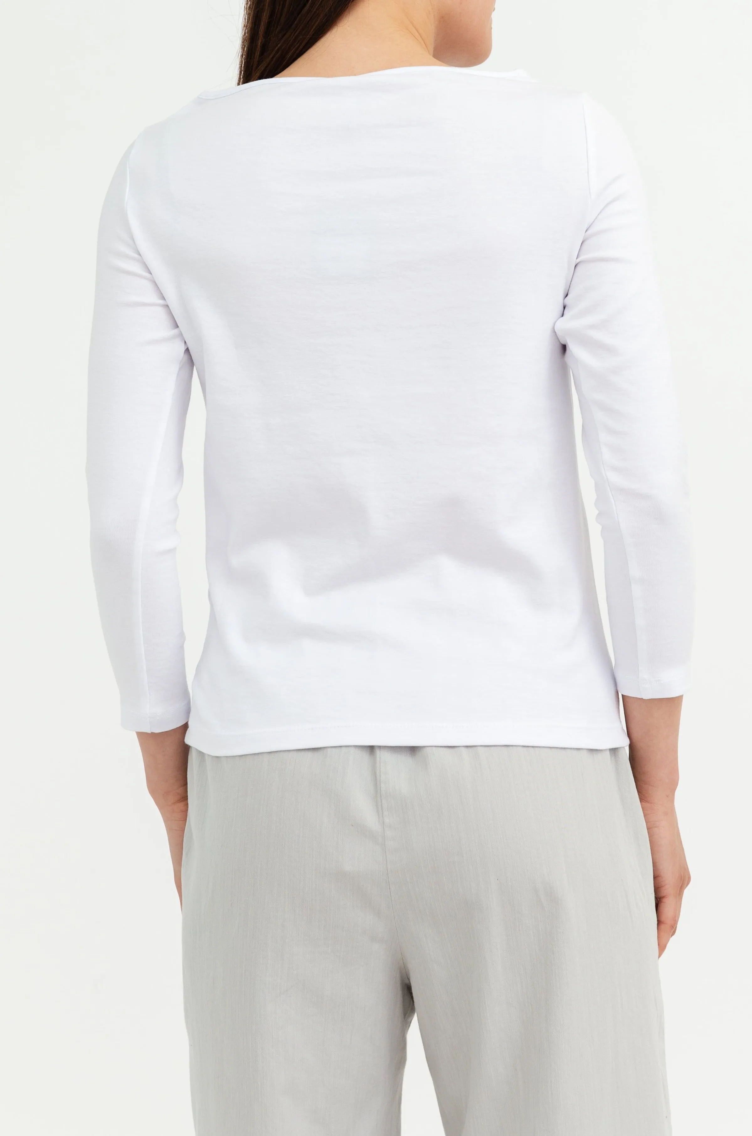 THREE-QUARTER SLEEVE BATEAU IN PIMA COTTON STRETCH - FINAL FEW