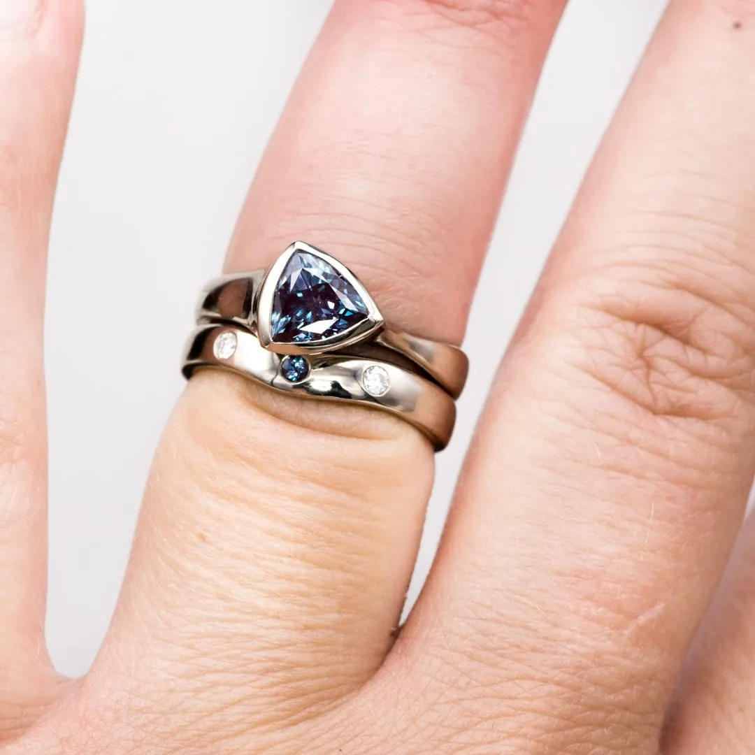 Trillion Chatham Created Alexandrite Bezel Solitaire Engagement Ring