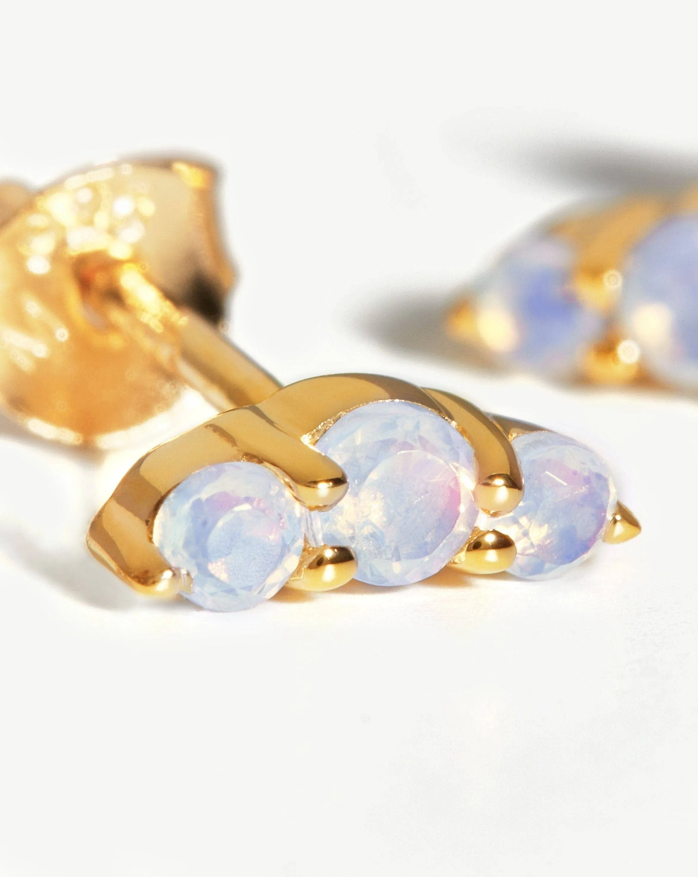 Trio Stud Earrings | 18ct Gold Plated Vermeil/Opalite