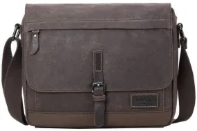 Troop London Heavy Wax Cotton Canvas Utility Messenger Bag | Dark Brown