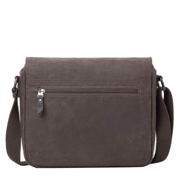 Troop London Heavy Wax Cotton Canvas Utility Messenger Bag | Dark Brown