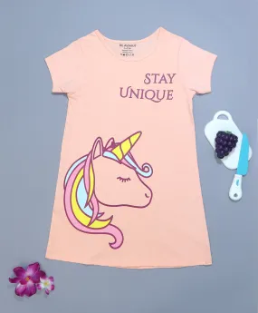 Unicorn Print Girls T-Shirt Dress