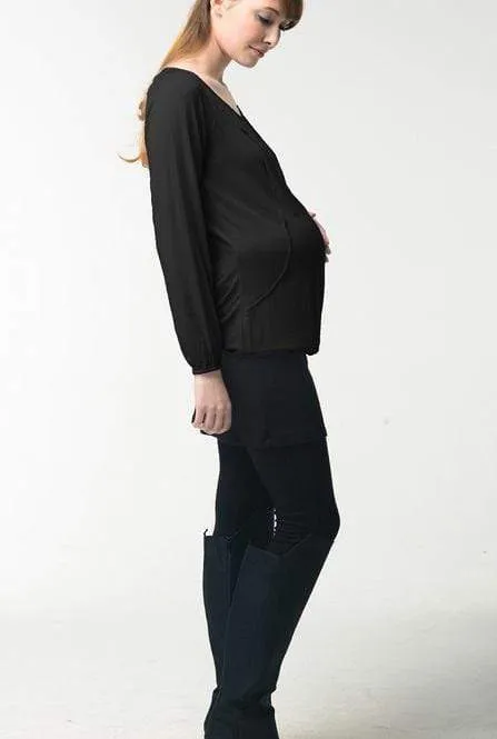 Valma Gather Bamboo Cotton Long Sleeve Nursing Nursing Top Black