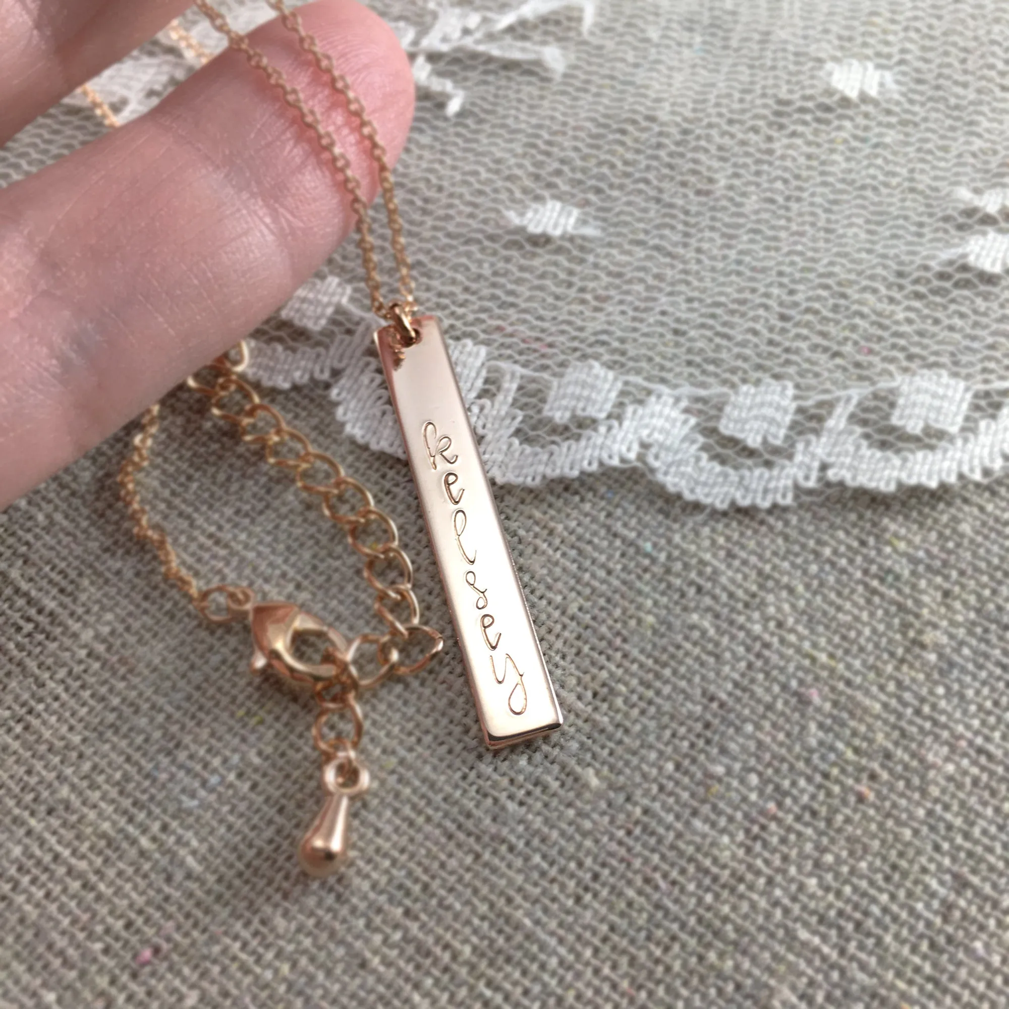 Vertical Bar Nameplate Necklace