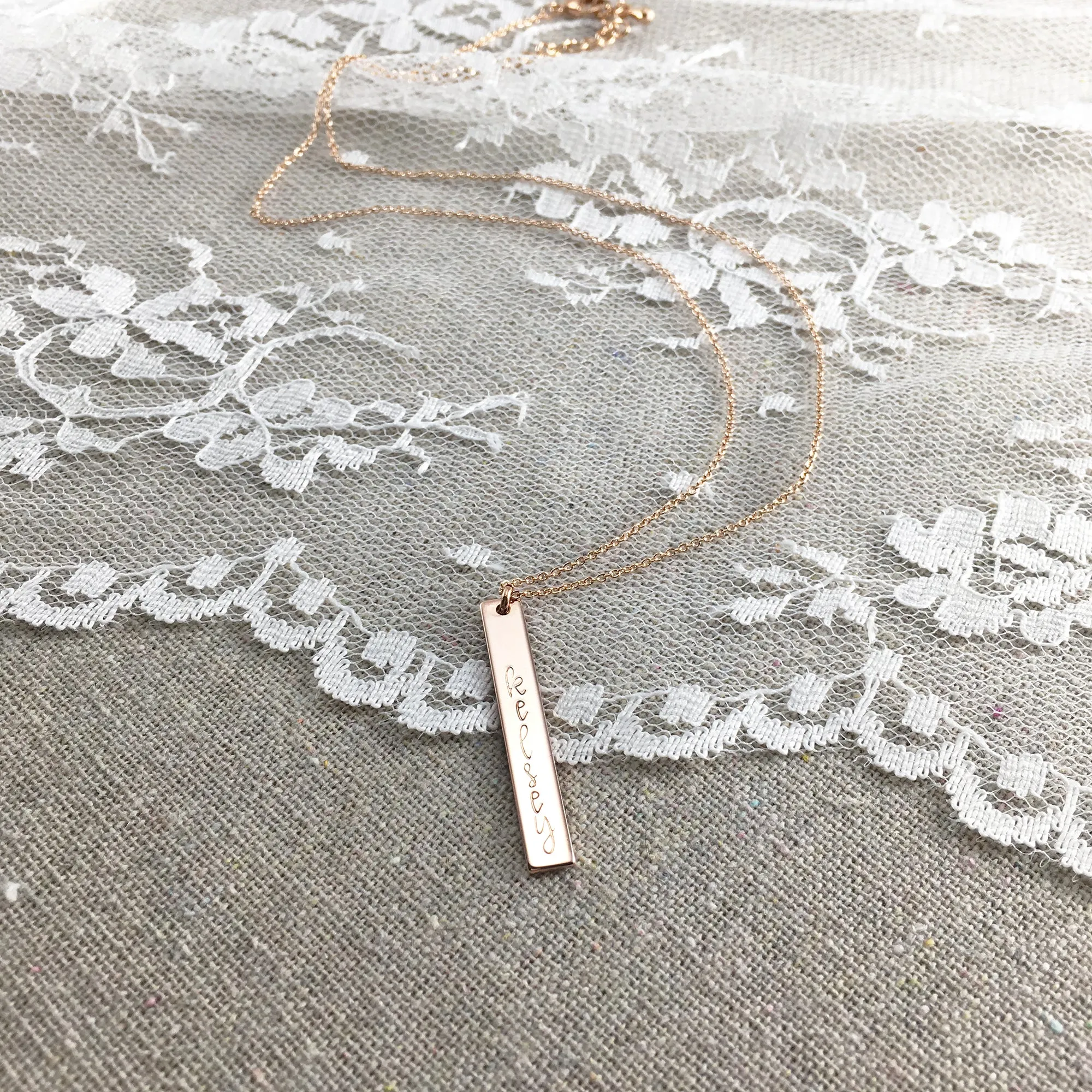 Vertical Bar Nameplate Necklace