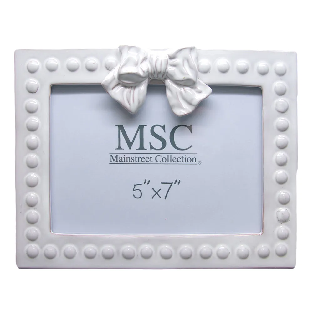 Whitewash Bow 5x7 Picture Frame