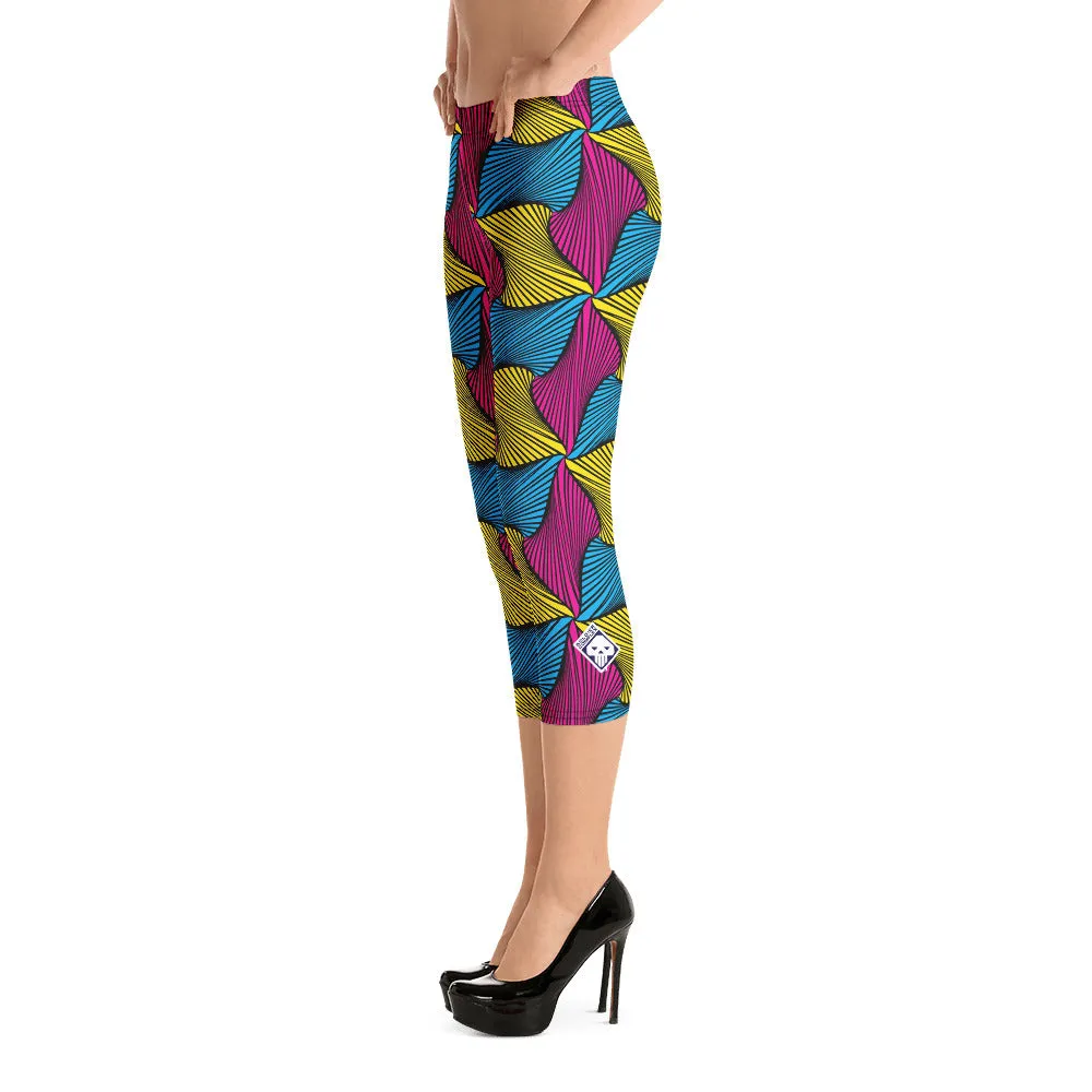 Women's Ankara Wax Print Capri Yoga Pants Workout Leggings For Jiu Jitsu 001