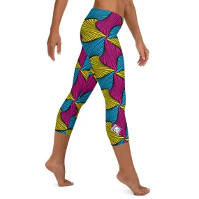 Women's Ankara Wax Print Capri Yoga Pants Workout Leggings For Jiu Jitsu 001