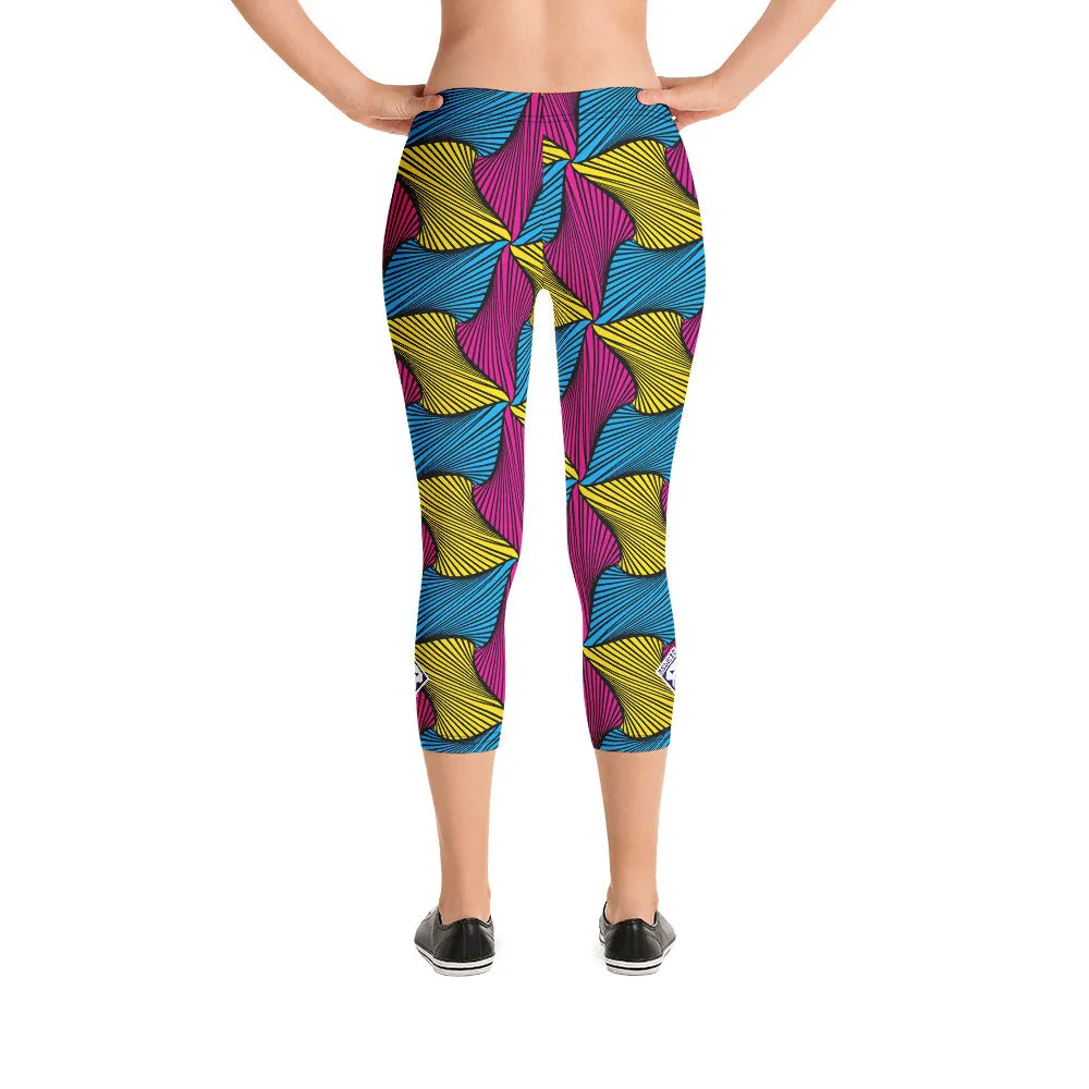 Women's Ankara Wax Print Capri Yoga Pants Workout Leggings For Jiu Jitsu 001