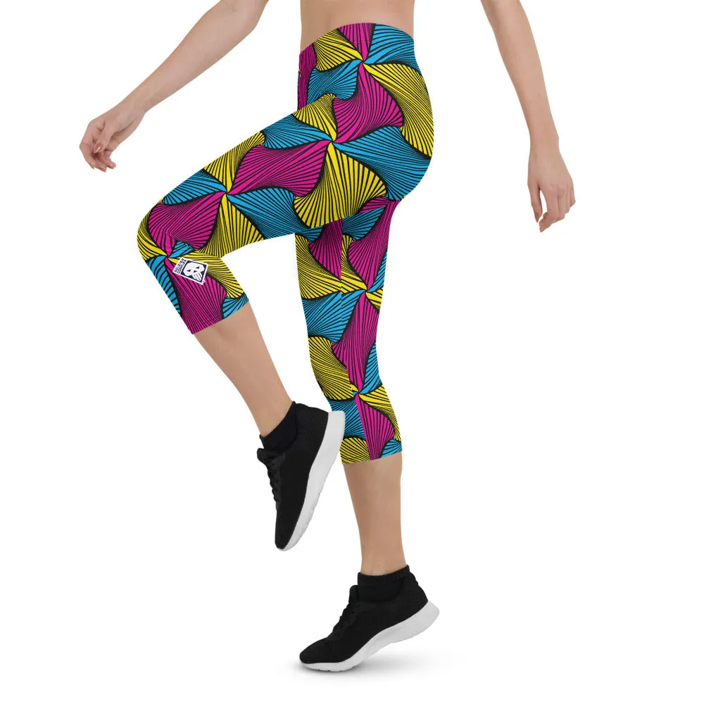 Women's Ankara Wax Print Capri Yoga Pants Workout Leggings For Jiu Jitsu 001