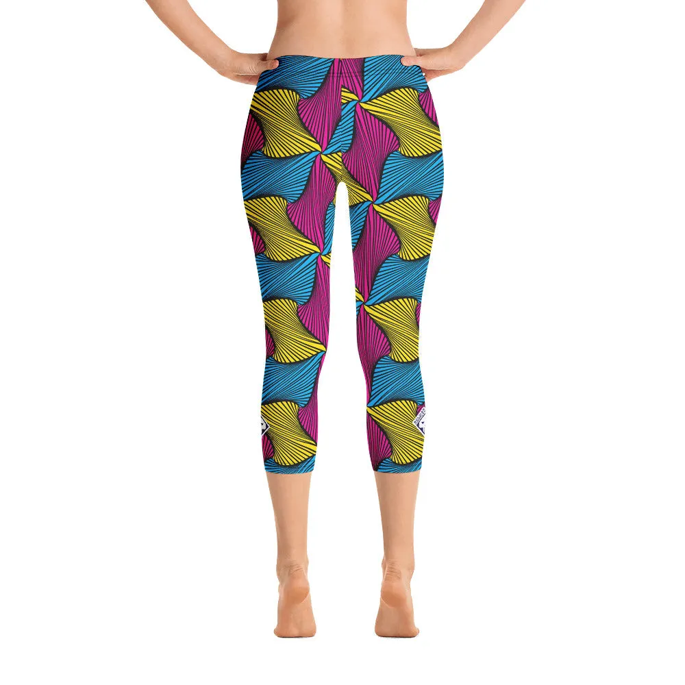 Women's Ankara Wax Print Capri Yoga Pants Workout Leggings For Jiu Jitsu 001