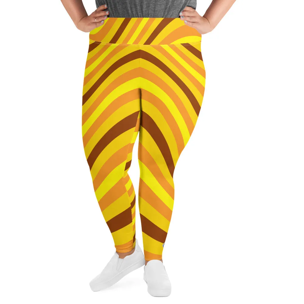 Women's High Waist Plus Size Wave Honey Comb Leggings Tights