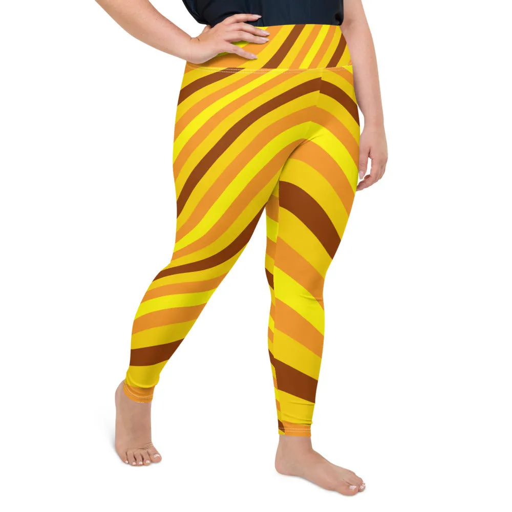 Women's High Waist Plus Size Wave Honey Comb Leggings Tights