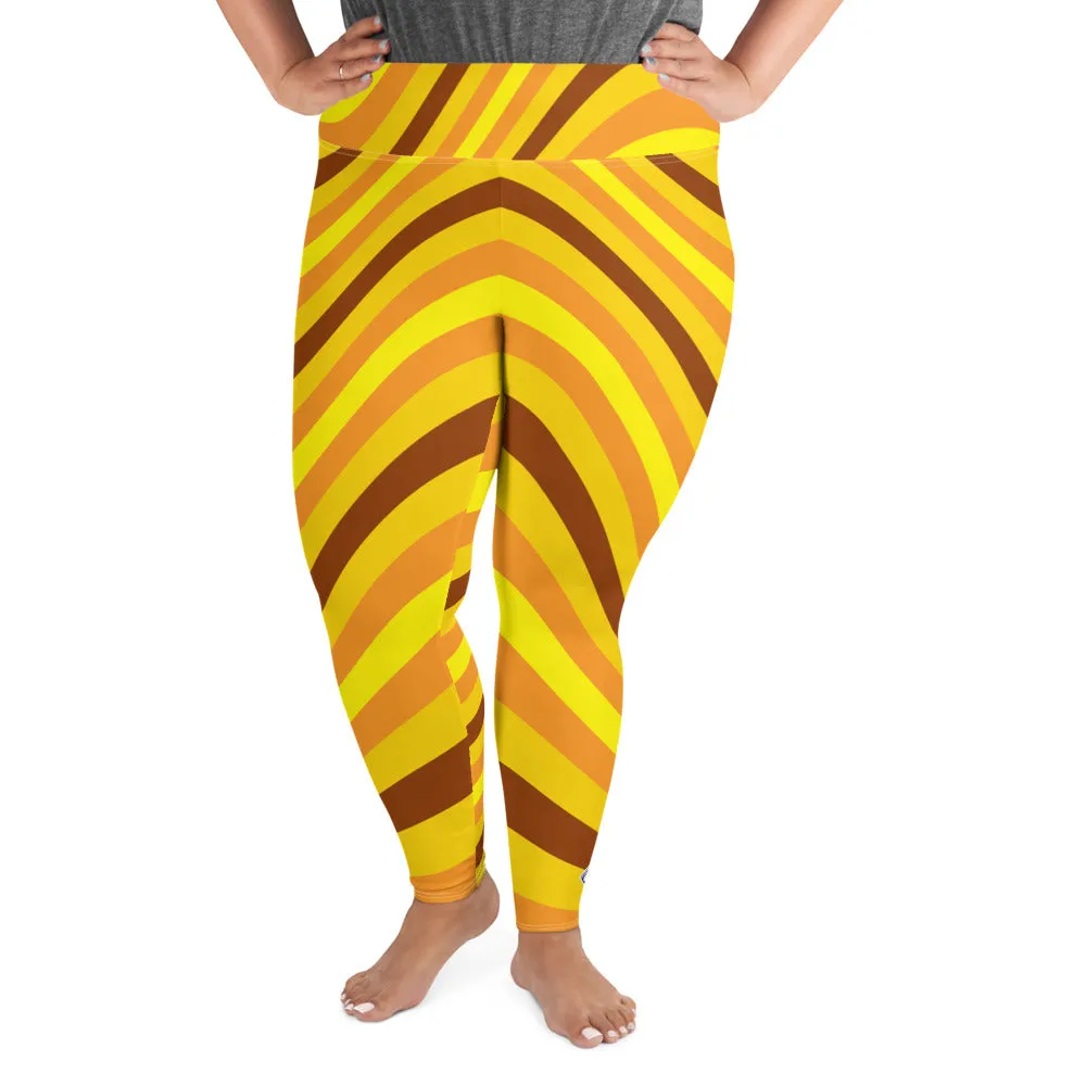 Women's High Waist Plus Size Wave Honey Comb Leggings Tights