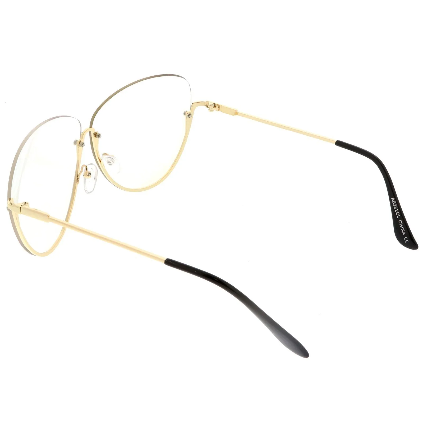 Women's Oversize Rimless Clear Lens Glasses