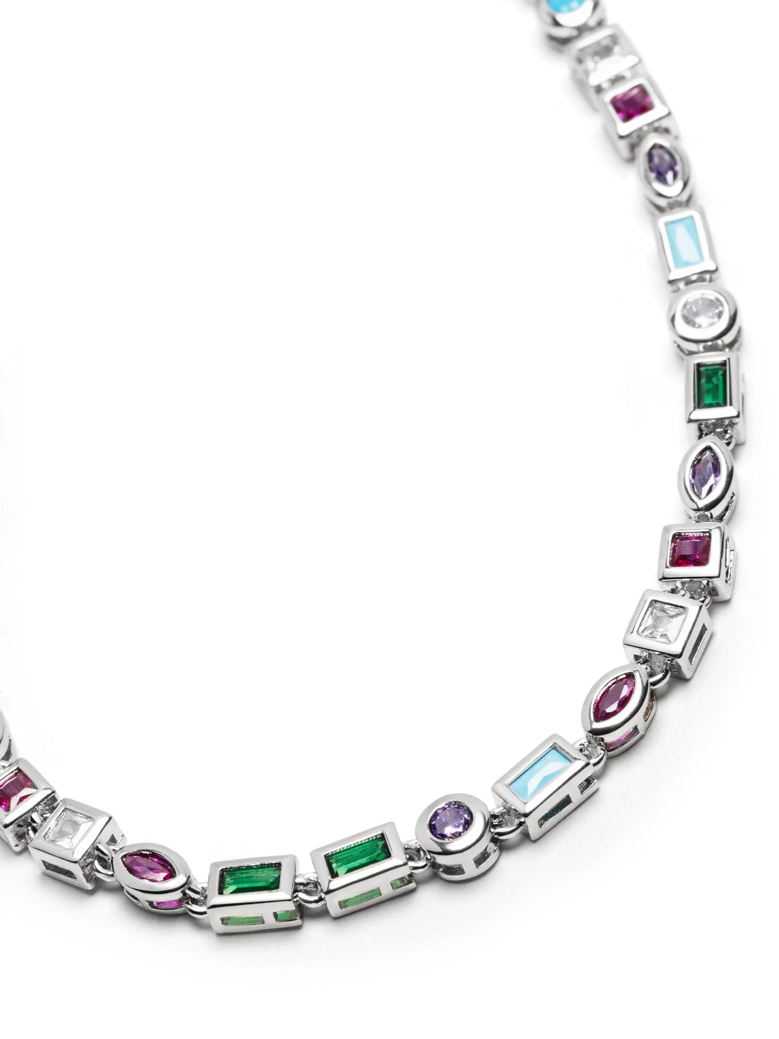 Women's Silver Mosaic Tennis Necklace