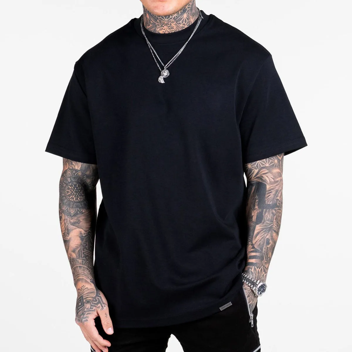 Xituodai - Oversized Cotton T-Shirt Solid Color Street Casual T-Shirt