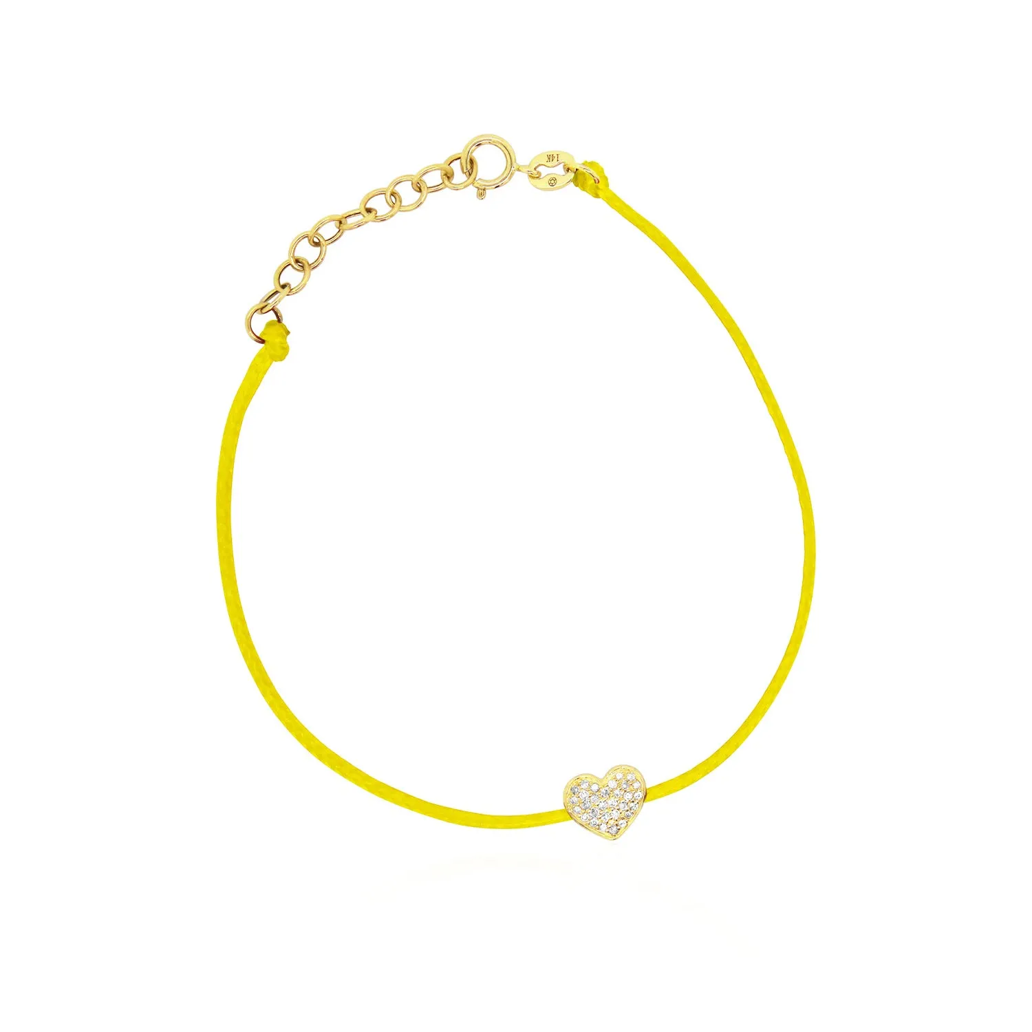 Yellow Silk Diamond Heart Bracelet